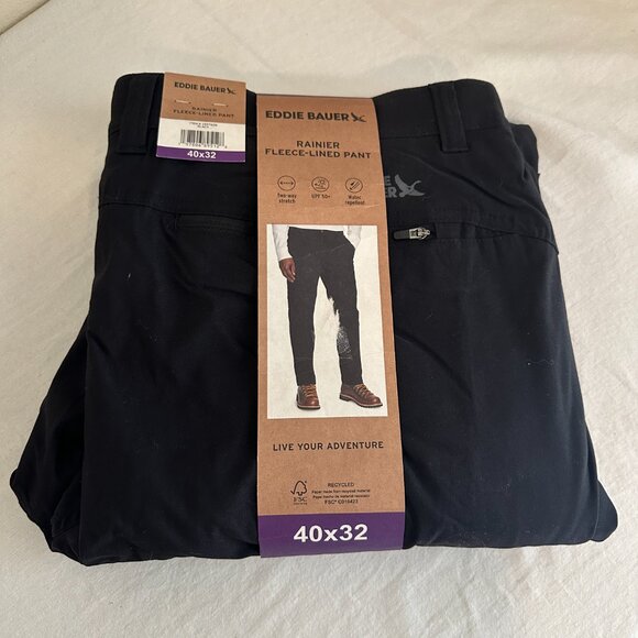 Eddie Bauer Men's Rainier Fleece Lined Pant Size 40X32 Black Stretch Fit (NEW) - Picture 16 of 16